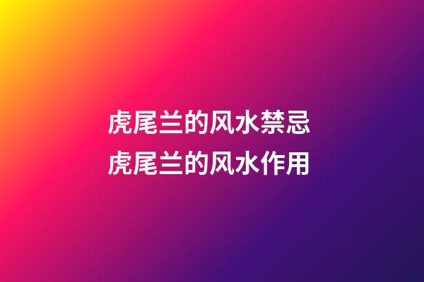 虎尾兰的风水禁忌 虎尾兰的风水作用